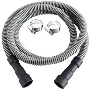 Dishwasher Drain Hose, 6 FT Corrugated & Flexible Dishwasher Hose Drain Replacement with Clamps, Discharge Hose Fits 5/8", 3/4", 1" Dishwasher End