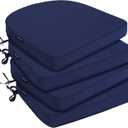 Outdoor Chair Cushions 17"x16"x2" Set of 2 Waterproof Seat Cushion for Patio Furniture with 3-Year Fade Resistant Removable Cover Attach Straps Hidden Zipper Round Corner for Yard Garden (Navy Blue)