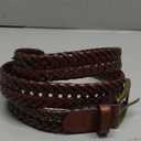 Men Braided Woven Genuine Leather Belt Brown