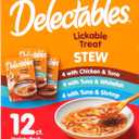 Delectables Lickable Treat Stew Wet Cat Treat Variety Pack, Food Topper, Hydrating, Grain-Free, No Fillers, No By-Products, No Added Preservatives, 1.4oz Pouch, 12ct (EXP 11/01/27)