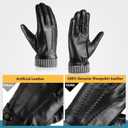 Winter Warm Genuine Leather Gloves, Cashmere Lined Driving Motorcycle Gloves for Men (Black, S)