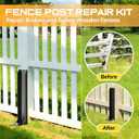 4PCS Fence Post Repair Kit, Heavy Duty Fence Post Anchor Quick Fix for Broken/Leaning Wooden Fence, Easy to Install, Black