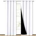 SUN+BLK Nantes Luxury Insulated Total Blackout Grommet Single Curtain Panel, Noise Reducing, Light Blocking, White, 52x84