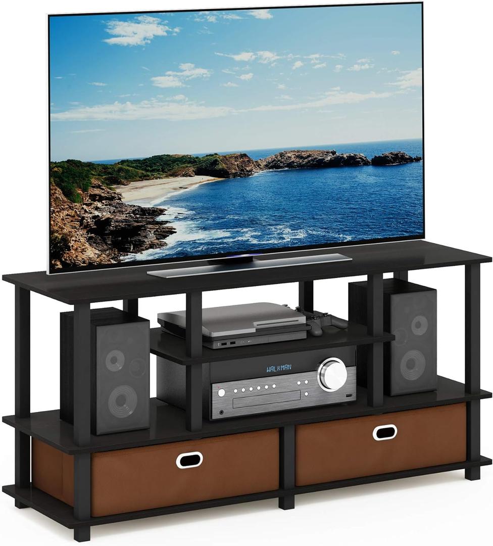 Furinno JAYA TV Stand for up to 50-Inch TV, 55 Inch (Black)