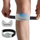 Patellar Tendon Support Strap, Adjustable Non-Slip Patella Band Knee Brace Stabilizer for Jumpers Knee, Tendonitis, Running, Basketball, Volleyball, Squats, Two Straps for Adults Teens, 1 Pack (Grey)