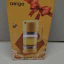 Aelga Honey Dispenser, Honey Dispenser No Drip 9 oz Glass Honey Jar with Handle & Base, Easy Pour Syrup Dispenser, No-Mess for Coffee, Tea, Waffles & Desserts, White