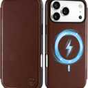 SHIELDON Genuine Leather Slim Case Wallet for iPhone 17 Pro Max 6.9-inch 2025 | Wireless Charging | Flip Magnetic | RFID Blocking Credit Card Holder | Full Protective Cover | Retro Coffee