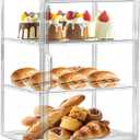 Attelite Pastry Display Case, Large Bread Box for Kitchen Countertop, 3 Layers Adjustable Clear Bread Storage with Magnetic Door, Bread Container for Bread, Bagel, Donut