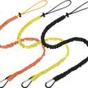 LEIFIDE 3 Pcs Tool Lanyard with Aluminum Screw Lock Buckle Retractable Bungee Cord 17.6lb 8kg Tough Adjustable Tether Tool Harness Fall Protection Tether for Construction(Black, Yellow, Orange)