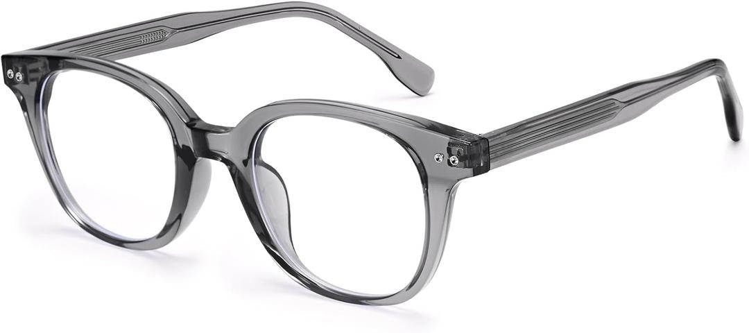 Dollger Blue Light Blocking Glasses For Woman Men Thick Frame Square Computer BlueLight Glasses Clear Lens Non-Prescription (Transparent Grey)