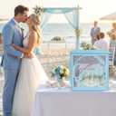 OurWarm Blue Wedding Card Box with Acrylic Window, PVC Gift Card Box for Wedding Decorations Reception, Envelope Money Gift Boxes for Party Baby Shower Anniversary Graduation Birthday Bridal Decor