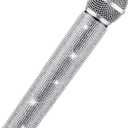 Sanwuta Fake Microphone Prop Sparkly Bling Rhinestones Plastic Play Microphone Pretend Glitter Bedazzled Mic for Cosplay Party Costume(Silver)