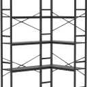 Black Corner Bookshelf,5 Tiers Corner Bookcase with Open Storage,L Shaped Shelves for Home Office,Living Room,Bedroom