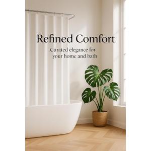 Refined Comfort Medium Weight PEVA Bathroom Shower Curtain, Liner | 72 x 72 inches | 3 Magnet Weights | 12 Rust Proof Grommets | Washable | Durable | Water Proof | White