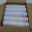 Bokon 100 Pcs Plastic Coffee Tea Cups Reusable 8 oz White Coffee Mugs Bulk with Handle and Spoon with Gold Rim Espresso Cup for Tea Cafe Milk Dessert Shop