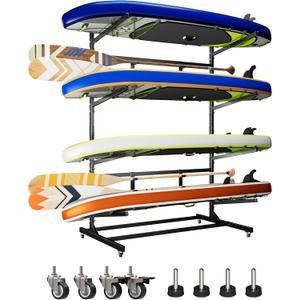 METAN Metal Kayak Storage Rack,59Wide Freestanding Heavy Duty Adjustable Kayak Stand Indoor Outdoor Storage Rack Garage with Wheels,Black,Assembly Required