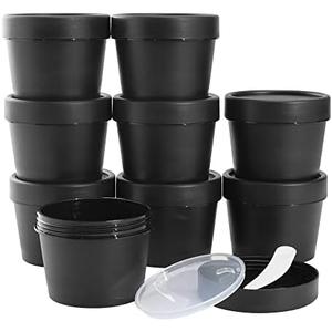 LONGWAY 3.4oz/100ml Empty Leakproof Cosmetic Pot Jars，Wide-Mouth Plastic Mask Container with Dome Lids for Beauty Products, DIY Slime Making or Travel Storage MakeUp（Black）