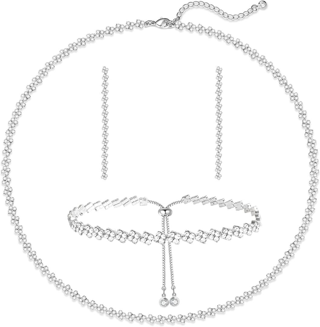Luxval Tennis Necklace 14K Gold Plated Rhinestone Butterfly Choker Necklaces for women Dainty Zirconia Cut Faux Diamond chain 3mm