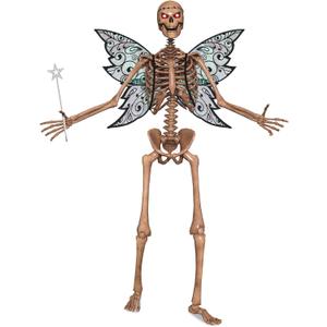 Cozypower 3 Pcs 12 ft Skeleton Outfits Halloween Fairy Costume Set 12ft Skeleton Outfits Fairy Wings Flower Headband Magic Wand Costume for Halloween Outdoor Photo Props Garden Lawn Decor