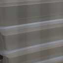 IRIS USA File Box, Plastic File Organizer with Lids for Letter/Legal File, Portable Document Box For Moving, Storage Bin with Durable and Secure Lid, Stackable Nestable BPA-Free, Clear 35 Qt. Pack of 4 