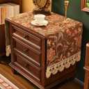 Nightstand Cover Lace Brown, Jacquard Floral Topper, 15.7x43.3 Inch | Lace Nightstand Cover Rectangle, Brown Jacquard Floral Protector, Non-Slip Silicone Back, Machine Washable, End Table Cloth