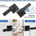 Estmoon Door Lock Matte Black Door Knob with Lock, Heavy Duty Keyed Front Door Handle Exterior Lockset, Entrance Exterior Door Knob for Bedroom, Bathroom, Front Door, Office, 1 Pack