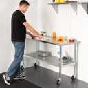 HARDURA Stainless Steel Table with Wheels 30 x 48 Inches Casters NSF Heavy Duty Commercial Work & Prep Table with Undershelf and Galvanized Legs for Restaurant Kitchen Bar and Hotel Garage