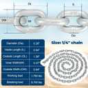 Windlass Anchor Rode Rope/Chain, 1/2" Anchor Line 3-Strand 200ft with 1/4" G4 Hot-Dipped Galvanized Anchor Chain 15ft and Swivel Connector Kit, 1/2"x200' Rope&1/4"x15' Galvanized Chain