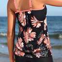 Daci Women's Tummy Control 2 Piece Tankini Swimsuit with Shorts | Adjustable Bow Detail, Blouson Fit, Double-Layer Design, High-Waisted Tummy Control, Removable Pads, Secure Fit, XL