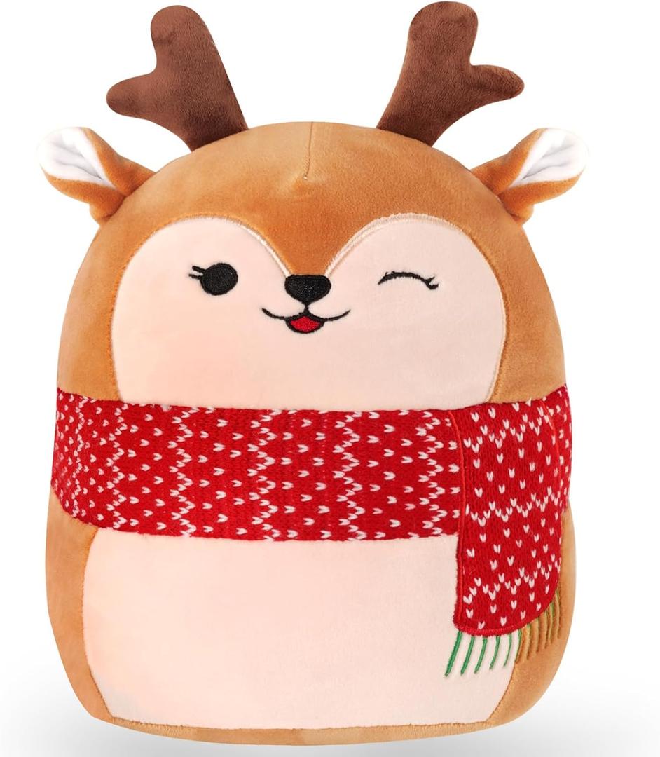 CMXLVFZ Christmas Stuffed Animals Plush Toys - 10 Inch Soft and Hugging Deer Stuffed Animal Plushes for Kids, Girls & Boys - Ideal 2025 Collectible Toys Holiday Home Decorations