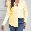Wrinkle Free Womens Button Down Shirts for Women Long Sleeve Stretch Business Office Formal Work Blouses Tops (Yellow, S)