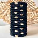 Tanha 15Pcs Hair Tie Bracelet,Hair Ties For Women Men,Ponytail Holders For Thick Hair,Strong Stretchy No Damage No Crease Hair Bands (Black)