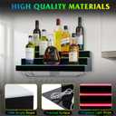 LED Lighted Liquor Bottle Display Shelf Wall Mount Wine Rack, 3 Tiers 24 Inch Bar Bottle Display Shelf with Glass Holder Remote and App Control for Home Bar Party Whiskey Coffee Bottles Display
