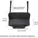 Car Purse Holder - Durable Leather Seat Back Organizer, Front Seat Storage Barrier, Pet & Kids Driver Storage Netting Pouch