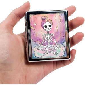 8-Compartment Pill Box Organizer Portable and Stylish Medicine Case, Versatile Storage for Medication - Ideal Travel Accessory & Unique Gift Idea (Pastel Skeleton Serenity)