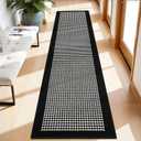 Ileading Runner Rugs for Hallway 2'x8' Non Slip Farmhouse Long Kitchen Floor Mats with Rubber Backing Absorbable Throw Rugs Machine Washable Indoor Helloween Decor Carpet for EntrywayBlack&White