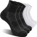 CelerSport 6 Pack Men's Ankle Socks with Cushion, Sport Athletic Running Socks, 3 Black + 3 White, X-Large