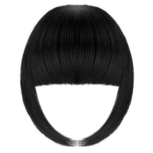 Clip in Bangs, Synthetic French Bangs Hair Clip, Fake Bangs Fringe with Temples Hairpieces for Women Natural Curved Hair Extensions for Daily Wear Dark Black