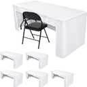 HolidayIdeas Open Back Fitted Tableclothss for 6 Ft Rectangle Table, Wrinkle Resistant Washable Table Covers 96x30 Inch for Craft Fairs, Banquets, Trade Show Display, White,6 Pcs