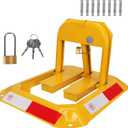 Tevlaphee Orange Foldable Parking Barrier, Cylindrical Lock, Double Lock Design for Extra Protection