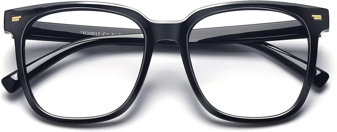 PANNER Oversized Square Blue Light Blocking Glasses for Women Men Anti Glare Reduce Eyestrain Computer Glasses (Black)