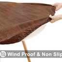 Smiry Round Picnic Tablecloth, Waterproof Elastic Fitted Table Covers for 45" - 56" Tables, Wipeable Flannel Backed Vinyl Tablecloths for Camping, Indoor, Outdoor, Brown