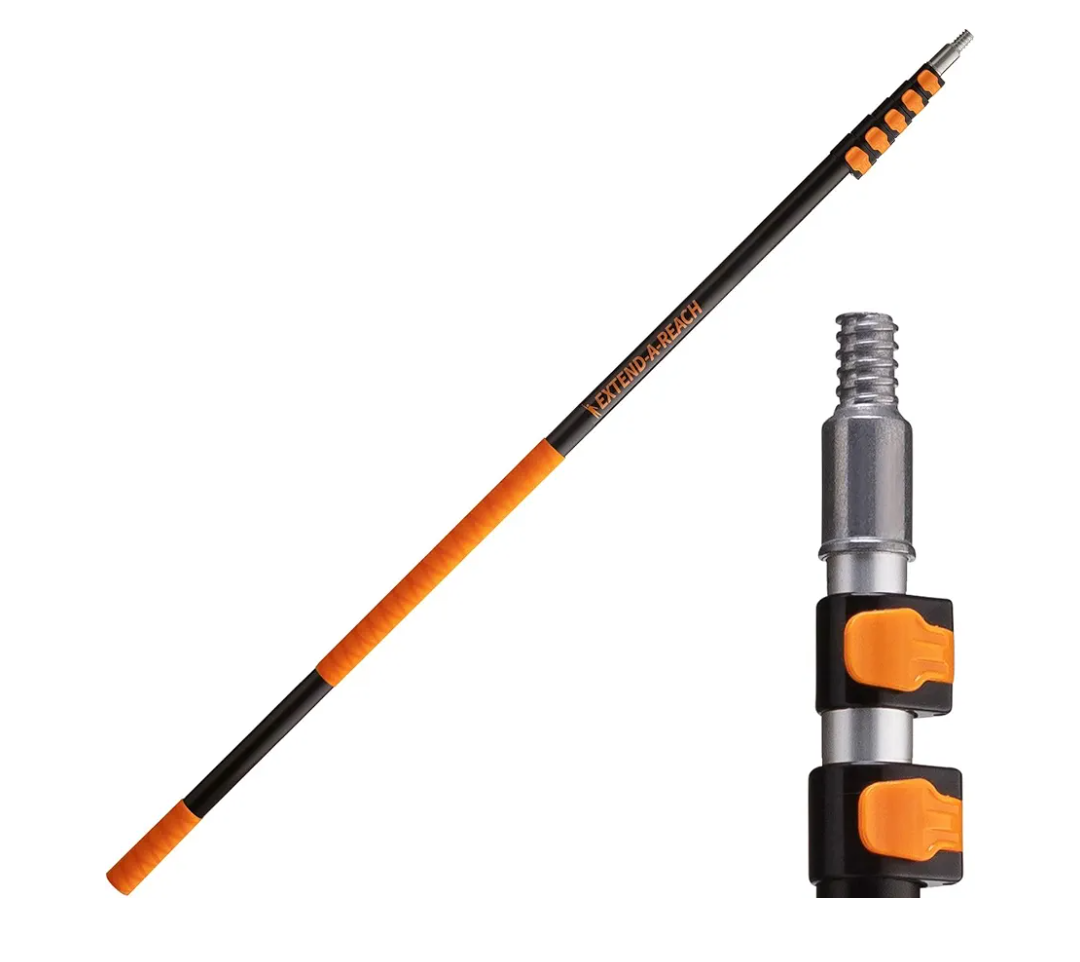 5-24 ft Long Telescoping Extension Pole // Multi-Purpose Extendable Pole with Universal Twist-on Metal Tip // Lightweight and Sturdy // Best Telescopic Pole for Painting, Dusting and Window Cleaning