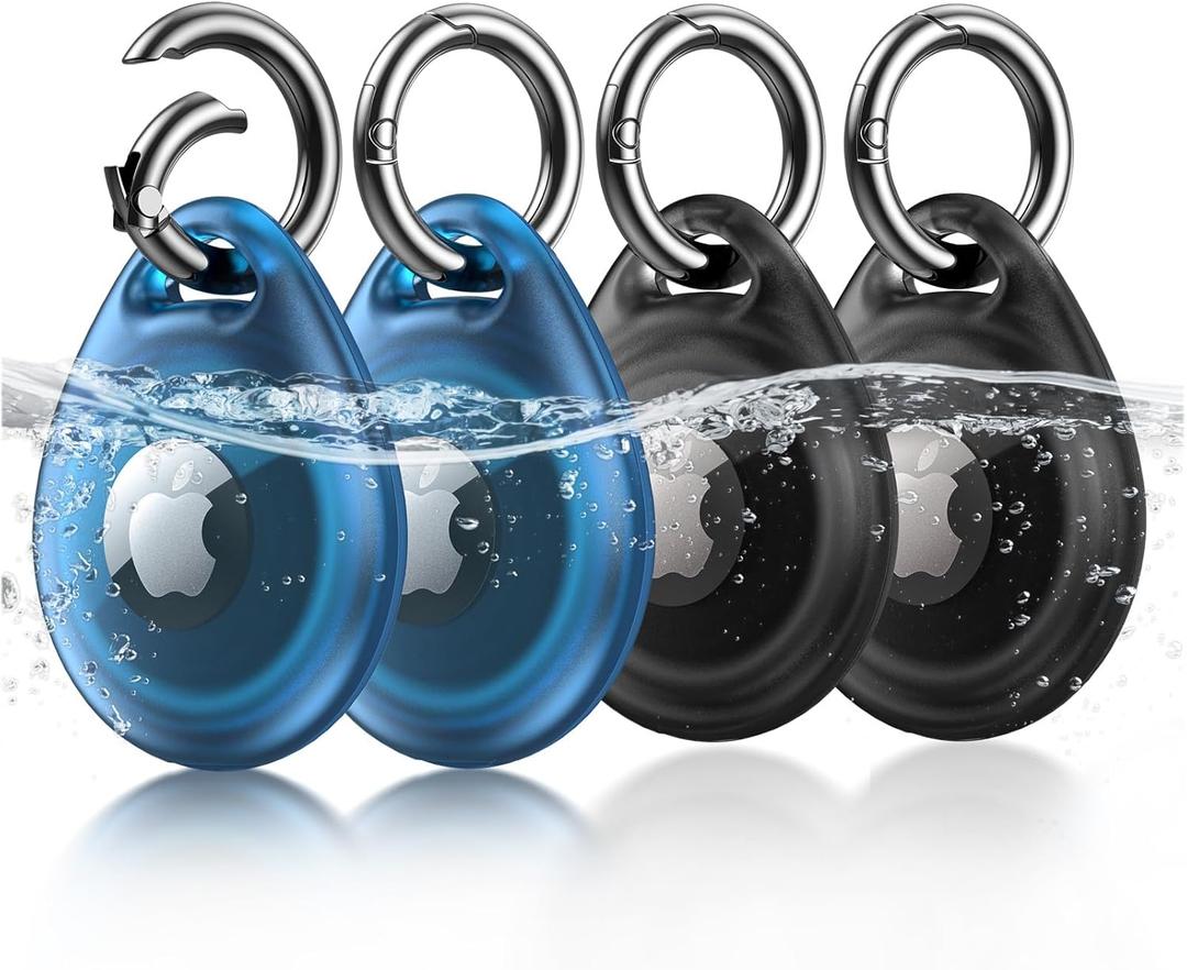 UNBREAKcable AirTag Holder, [4-Pack] IPX8 Waterproof AirTag Keyring Cover Case for Apple AirTag, Full-Body Covered AirTag Holder for Pet Collar, Keys, Bags