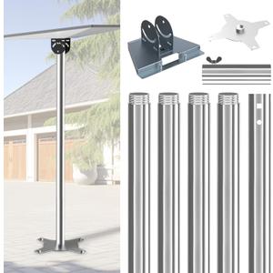 for Starlink Gen 3 Pole Mount Kit with Pipe Adapter, Thickened Stainless Steel, Starlink Mounting Starlink Base Bracket (5 Section Straight with Mount)