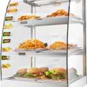 18 Inch Food Warmer Display with LED Light 3 Tiers Commercial Countertop Pretzel Warmer Thermometer Pizza Warmer Machine Food Showcase for Convenience Stores Bakeries Hot Display Case Buffet 110V 310W