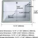 16 Inch Bathroom Vanity SinSmall Undermount Bathroom Sinks Rectangular White Porcelain Vessel Sink Cabinet 15.75" x 11.82" Ceramic Wash Basin Sink With Overflow Tiny Lavamanos Para Baos KINGWONG