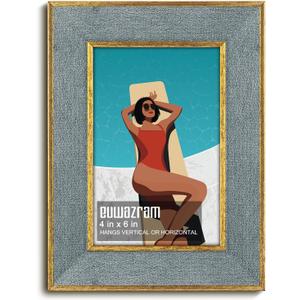 Suede 4x6 Frame - Single Frame, Christmas Elegant Gray 4 x 6 Poster Frame, 4x6 Picture Frame for Artwork Puzzles Photos and Movie Posters