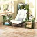 Acrylic End Table Record Player Table with Storage Shelf Clear Side Table Nightstand (Green Double), 15.7x19.7x11.8
