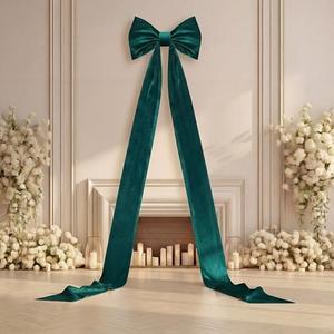 Canlierr Giant Wall Bow Decorations 90x18 Inch Oversized Large Velvet Bow Decorative for Room Wall Backdrop Party Birthday Baby Shower Decor Front Door Patio Outdoor Wedding Arch Supply (Green)
